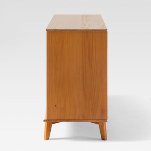 6-Drawer Groove Handle Solid Wood Dresser Caramel BR6DSLDRCA-T Walker Edison