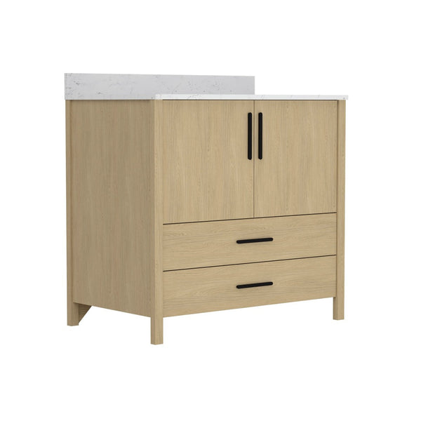 English Elm 24" Freestanding Bathroom Vanity with Countertop Soft Close Storage Melamine Cabinet T3785P442250