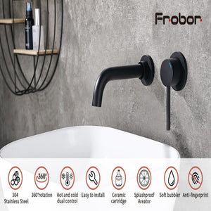 English Elm Wall Mount Faucet For Modern Bathrooms, Matte Black Finish, Includes Brass Valve, Easy Installation T3177P269102-GIGA