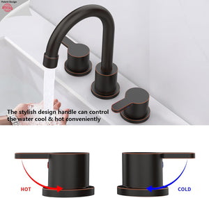 English Elm Widespread 2-Handle Bathroom Faucet 8" Centerset High-Arch Gooseneck 360° Swivel Water-Saving Oil-Rubbed Bronze T3177P351678