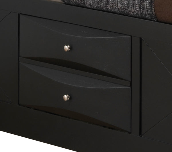 English Elm Modern Twin Storage Bed Black - Sleek Particle Board Frame, Built-In Drawers, Sturdy Durable Design for Compact Bedrooms B078S00167