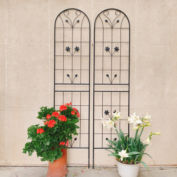 English Elm 4 Pack Powder-coated Metal Garden Trellis Panels Rustproof Climbing Plant Support Outdoor W1586P268043