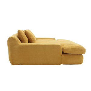 English Elm COOLMORE Chenille 2-Seater Lazy Sofa with 5 Supportive Back Pillows, Deep Seat Couch for Lounge Mustard yellow W395P197934