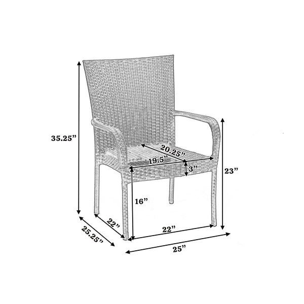 English Elm Christopher Knight Home® - LITTLETON PE Wicker Stackable Outdoor Dining Chair – Durable Polyethylene Rattan, Space-Saving Design, Ready-to-Use Grey 42135.00BR-1-GRY