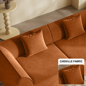 English Elm Compressed Memory Foam Sofa 2-Seater Lounger Daybed with Rectangular Pillow, Space-Saving Expandable Comfort Orange W3670S00005