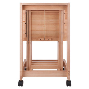 Winsome Wood Brienda 5-piece Snack Table Set - Flip Top Serving Cart For Easy Entertaining, Compact & Stylish Design Natural Solid Wood 83520-winsome-wood