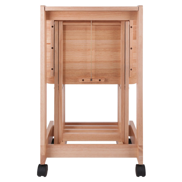 Winsome Wood Brienda 5-piece Snack Table Set - Flip Top Serving Cart For Easy Entertaining, Compact & Stylish Design Natural Solid Wood 83520-winsome-wood