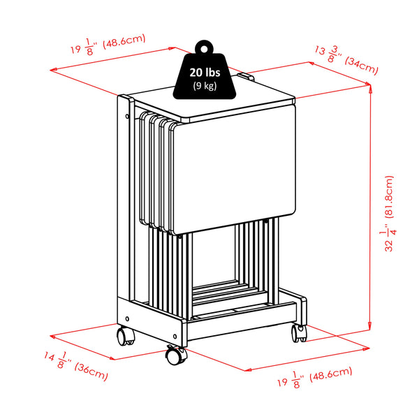 Winsome Wood Brienda 5-piece Snack Table Set - Flip Top Serving Cart For Easy Entertaining, Compact & Stylish Design Natural Solid Wood 83520-winsome-wood