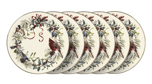 Lenox Winter Songbird Porcelain Dinner Plates Set of 6 with 24k Gold Botanical Holiday 835219