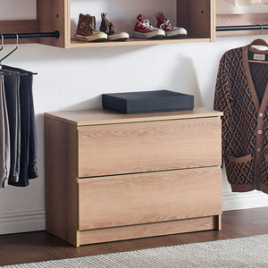 English Elm Devi Oak Wall Closet System — Durable Melamine & Wood Modular Storage, Warm Oak Finish, Easy Assembly B040S00117
