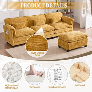 English Elm United 112" Oversized Modular Sectional Sofa For Living Room - Comfy Chenille Couch With Storage & Usb W1568S00187-GIGA