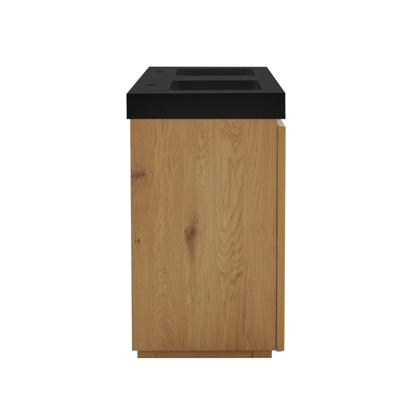 English Elm Emilia 60 Inch Freestanding Oak Vanity with Ceramic Sink and Soft Close Drawers Light Oak W1865S00209