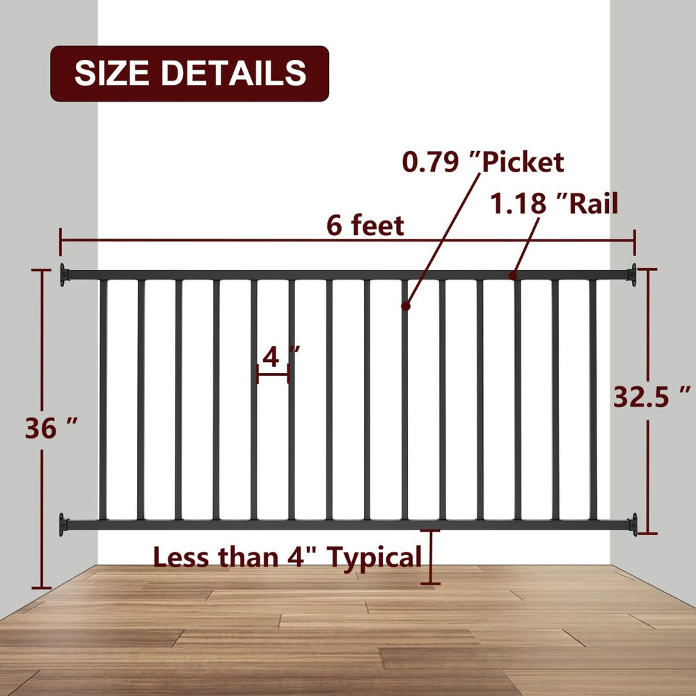 English Elm 32.5 in Powder Coated Steel Stair Railing Kit with Balusters for Indoor Outdoor Use T3210P471629