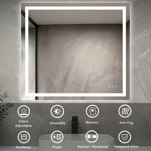 English Elm 40" Led Vanity Mirror Dual Front Back Lighting Anti-fog Dimmable Bathroom Wall Mount W1920P493149