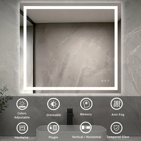English Elm 40" Led Vanity Mirror Dual Front Back Lighting Anti-fog Dimmable Bathroom Wall Mount W1920P493149