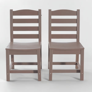 English Elm wooden Armless Outdoor Chairs Set of 2 – Antique Dark Oak HDPE Recycled Plastic, Durable Low-Maintenance W3566P342725