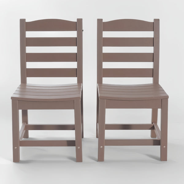English Elm wooden Armless Outdoor Chairs Set of 2 – Antique Dark Oak HDPE Recycled Plastic, Durable Low-Maintenance W3566P342725