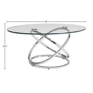 English Elm Modern Metal Cocktail Table Set Chrome Stainless Steel 3-Piece Contemporary End & Cocktail Tables Durable Sleek Design B2699S00002