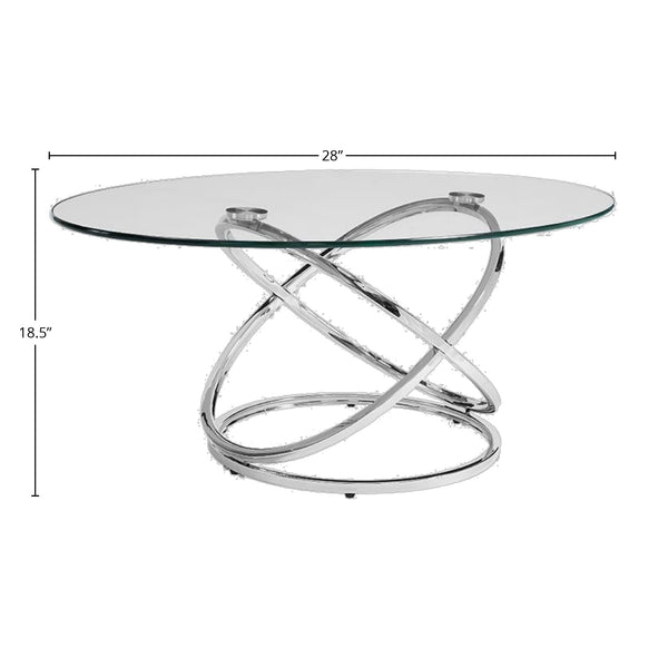 English Elm Modern Metal Cocktail Table Set Chrome Stainless Steel 3-Piece Contemporary End & Cocktail Tables Durable Sleek Design B2699S00002
