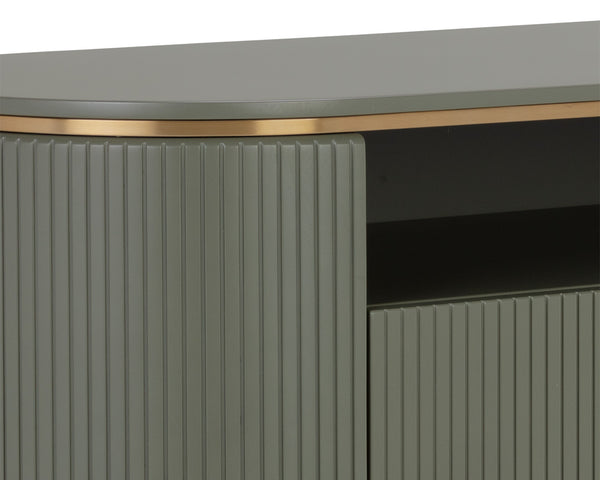 Sunpan Paloma Sideboard - Luxurious High Gloss Finish With Sculptural Design And Gold Accents For Modern Spaces Green Wood 110396