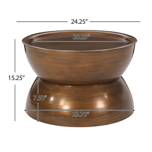 English Elm Christopher Knight Home® - METAL Hourglass Coffee Table with Brushed Antique Brown Finish, Hammered Iron Texture, Durable Edge Trim Antique Bronze 72227.00BRZBRSANT