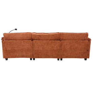 English Elm United Oversized Sectional Sofa With Movable Ottoman, Usb Ports & Modern Chenille For Cozy Living Spaces W1568S00188-GIGA