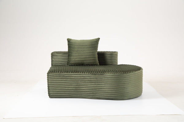 English Elm 110.24" Corduroy Deep Seat Cloud Sofa No Assembly Two Seater with Lumbar Pillows Green W3326P446759