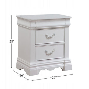 English Elm Pine Wood Nightstand With 3 Drawers – Classic White Finish, Durable Storage For Any Bedroom Style B016P253587-GIGA
