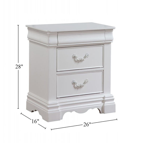 English Elm Pine Wood Nightstand With 3 Drawers – Classic White Finish, Durable Storage For Any Bedroom Style B016P253587-GIGA