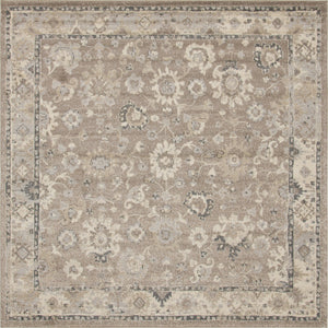 Unique Loom Penrose Krystle Machine Made Floral Rug Beige Brown, Gray/Ivory 8' 0" x 8' 0"