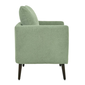 English Elm Modern Accent Chair Upholstered Armchair with Chenille Fabric, Ergonomic Padded Seat, Wood Legs for Living Room Seating Comfort and Stylish Mid Century Flair Green W1028P236497