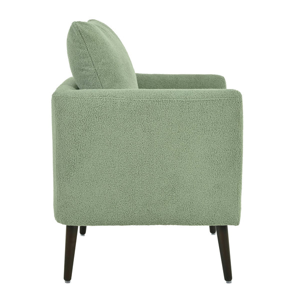 English Elm Modern Accent Chair Upholstered Armchair with Chenille Fabric, Ergonomic Padded Seat, Wood Legs for Living Room Seating Comfort and Stylish Mid Century Flair Green W1028P236497