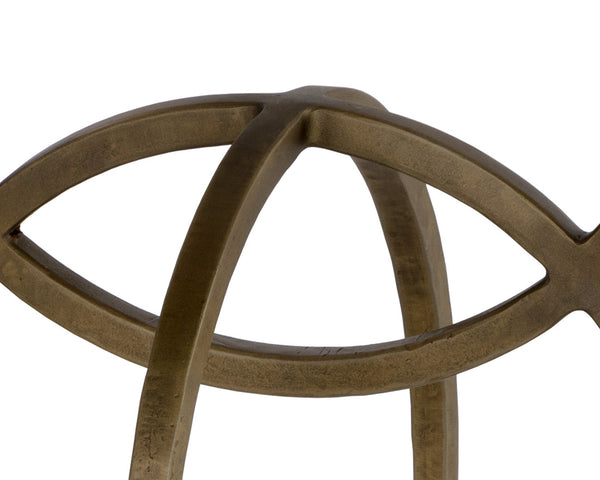 Sunpan Alicent End Table - Stunning Round Marble Top with Antique Brass Iron Base, Handcrafted Elegance White Marble