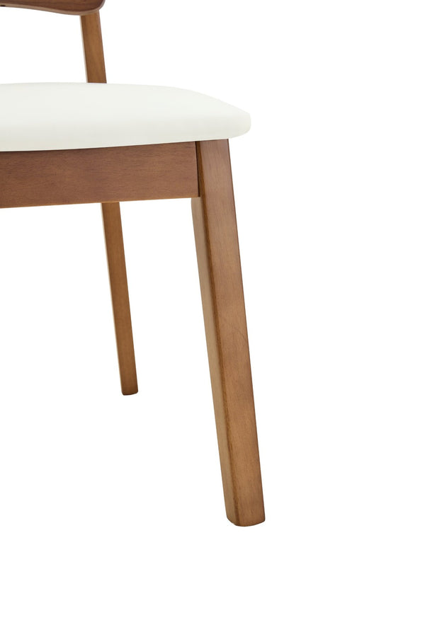 English Elm 2 Solid Walnut Toned Wood Dining Chairs Gray Fabric Seat Hollowed Backrest Modern Walnut,White W1151P455536