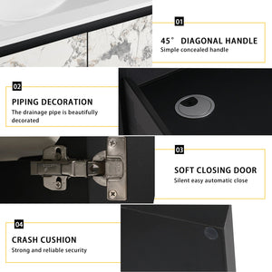 English Elm 30'' Modern Floating Wall-Mounted Bathroom Vanity With Ceramic Sink & Soft-Close Doors For Small Spaces W999S00212