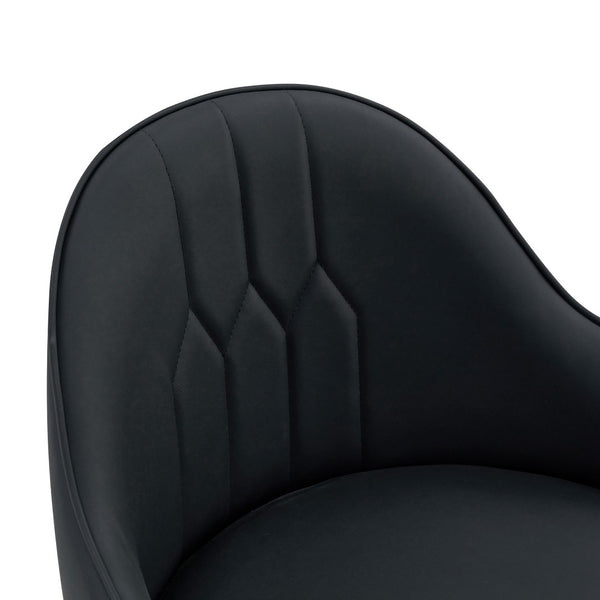 English Elm Set of 2 Pu Leather Barstools with Gold Footrest Curved Back for Kitchen Island Black W1151P383770
