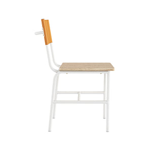 English Elm Dining Chair Set of 2 White Finish — Faux Woodgrain Seat, Brown Leatherette Back, Stylish Comfort for Home B356P367901