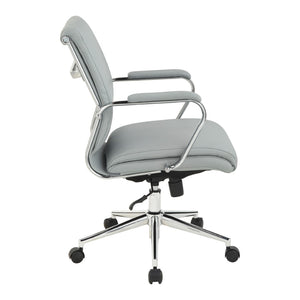 OSP Home Furnishings Mid Back Ergonomic Office Chair with Antimicrobial Fabric Chrome Arms and Lumbar Support Steel 920351C-R112