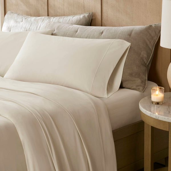 English Elm 4-piece Queen Nylon Spandex Sheet Set Moisture Wicking Stretch Fabric for Hot Sleepers Ivory B035P408285