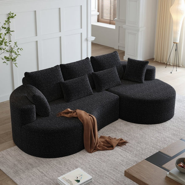 English Elm Modern Chenille Cloud Sectional Sofa Deep Curved 4 Seat Modular Living Room Couch W834S00488