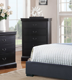 English Elm Elegant Black Chest of Drawers 5-Drawer Tall Storage 32x15x47" Plywood Bedroom Organizer, Sleek B011P238911