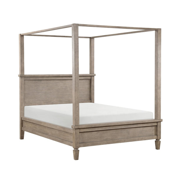 English Elm Gray Oak Queen Canopy Bed Tall Poster Frame Platform Bedroom Furniture B011S01163