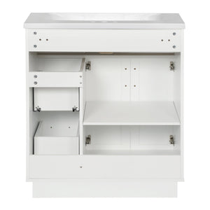 English Elm [video] 30 Inch Freestanding Bathroom Vanity with Soft Close Drawers and Resin Sink N729P396833K