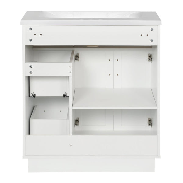 English Elm [video] 30 Inch Freestanding Bathroom Vanity with Soft Close Drawers and Resin Sink N729P396833K