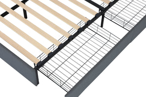 English Elm Queen Upholstered Bed Frame with Headboard, USB Charging, RGB LED Lights & 4 Storage Drawers, Dark Gray W1960P175566