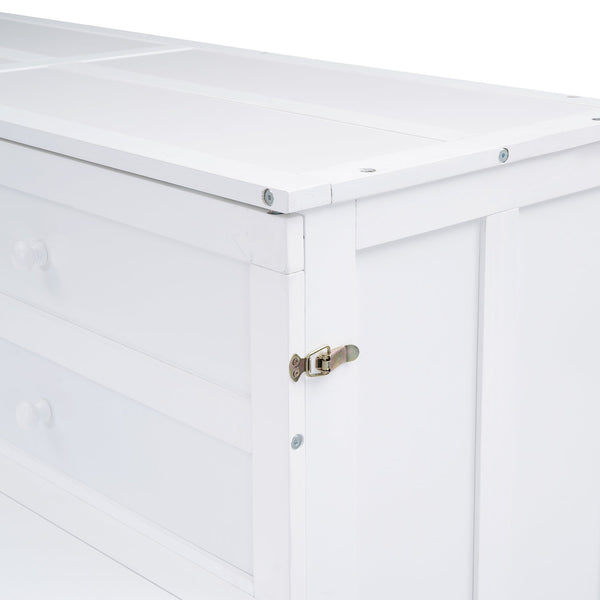 English Elm Queen Murphy Bed with Shelf & Built-In USB Charging Station, Space-Saving White Wall Cabinet Design SM000338AAK