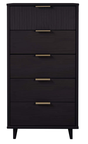 English Elm Granville 5-Drawer Modern Chest In Black With Gold Accents For Stylish Storage & Organization B365S00069