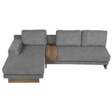 English Elm 114" L-Shaped Sofa Sectional Sofa With Two Usb Ports and Two Power Sockets, A Storage Drawer and A Reversible Chaise Lounge For Living Room, Grey