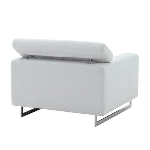 Pasargad Home Serena Lounge Chair – Adjustable Headrest, Plush Comfort For Ultimate Relaxation Silver Poly Fabric Pzw-2027w-1