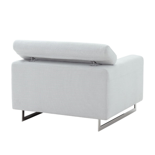 Pasargad Home Serena Lounge Chair – Adjustable Headrest, Plush Comfort For Ultimate Relaxation Silver Poly Fabric Pzw-2027w-1